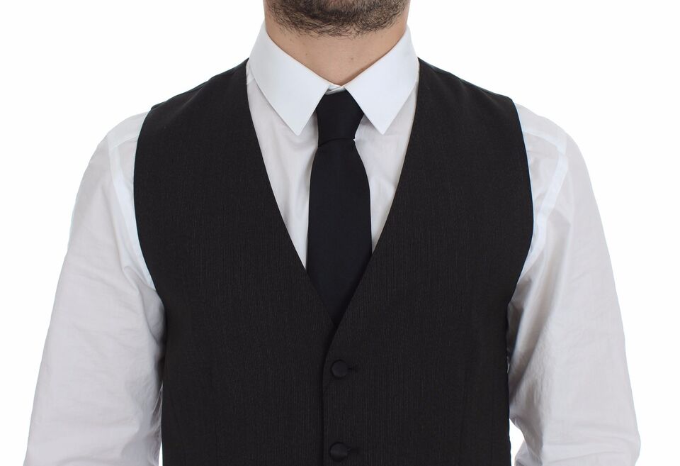 Dolce & Gabbana Elegante graue Stretch-Weste aus Wolle