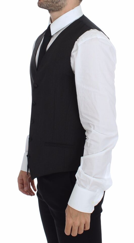 Dolce & Gabbana Elegante graue Stretch-Weste aus Wolle