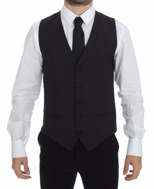 Dolce & Gabbana Elegante graue Stretch-Weste aus Wolle