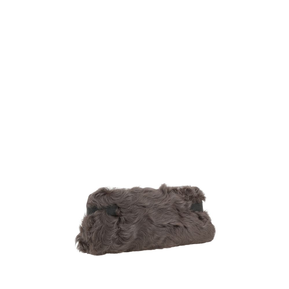 Brunello Cucinelli Brown Fur Clutch Bag