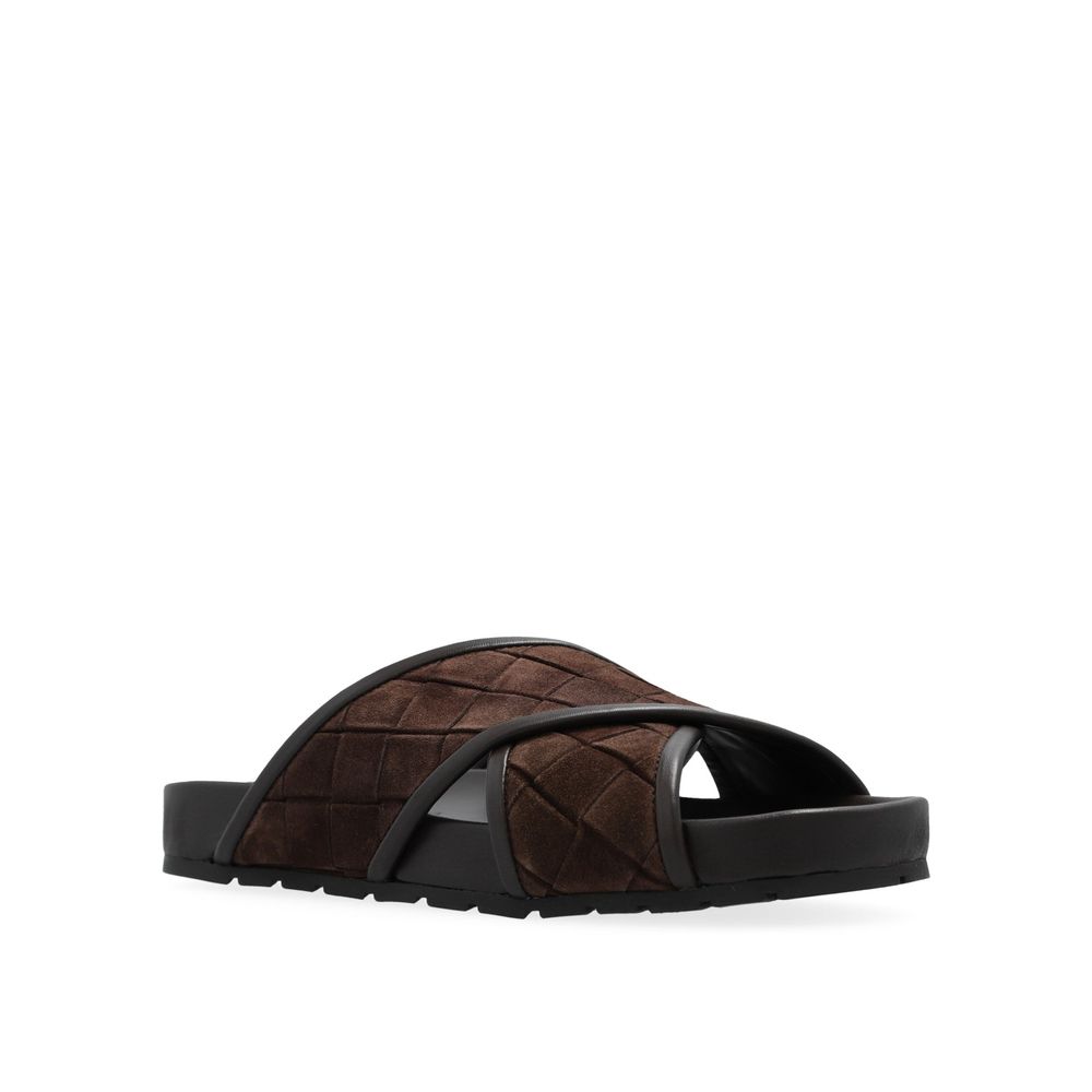 Bottega Veneta Brown Lamb Leather Flat Sandals
