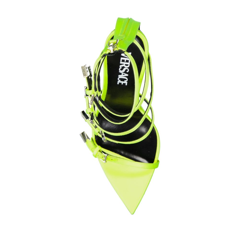 Versace Bicolor Silk Stiletto Heel Sandals