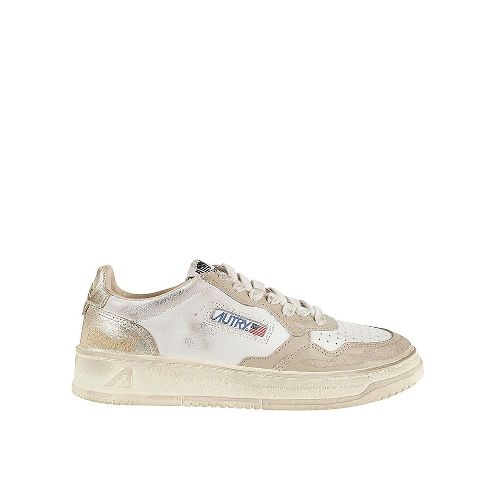 Autry Beige Leather Low Top Sneakers
