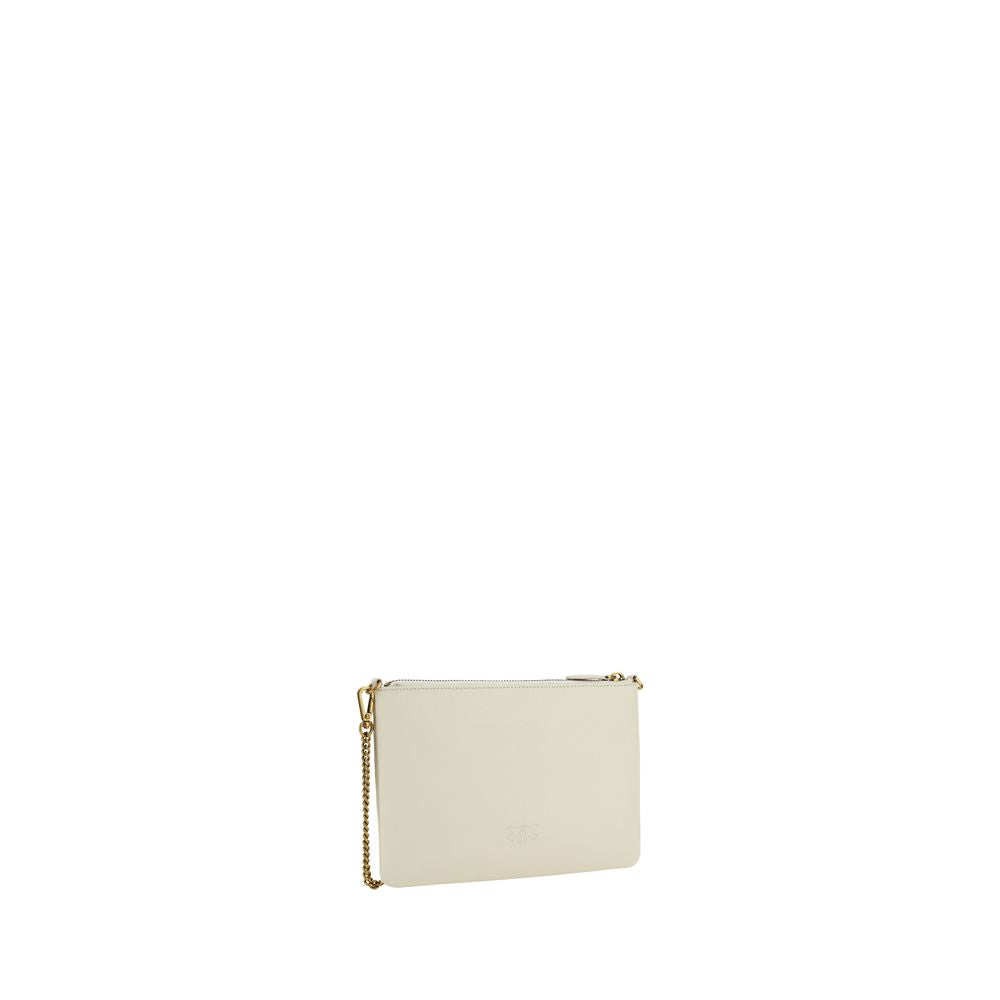 PINKO Cream Calf Leather Bos Taurus Shoulder Bag