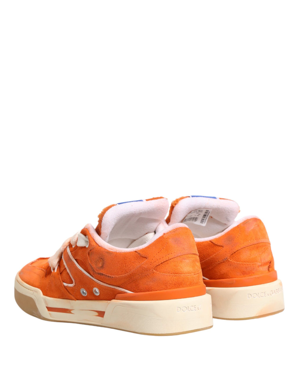 Dolce & Gabbana Orange Suede New Roma Low Top Sneakers Shoes