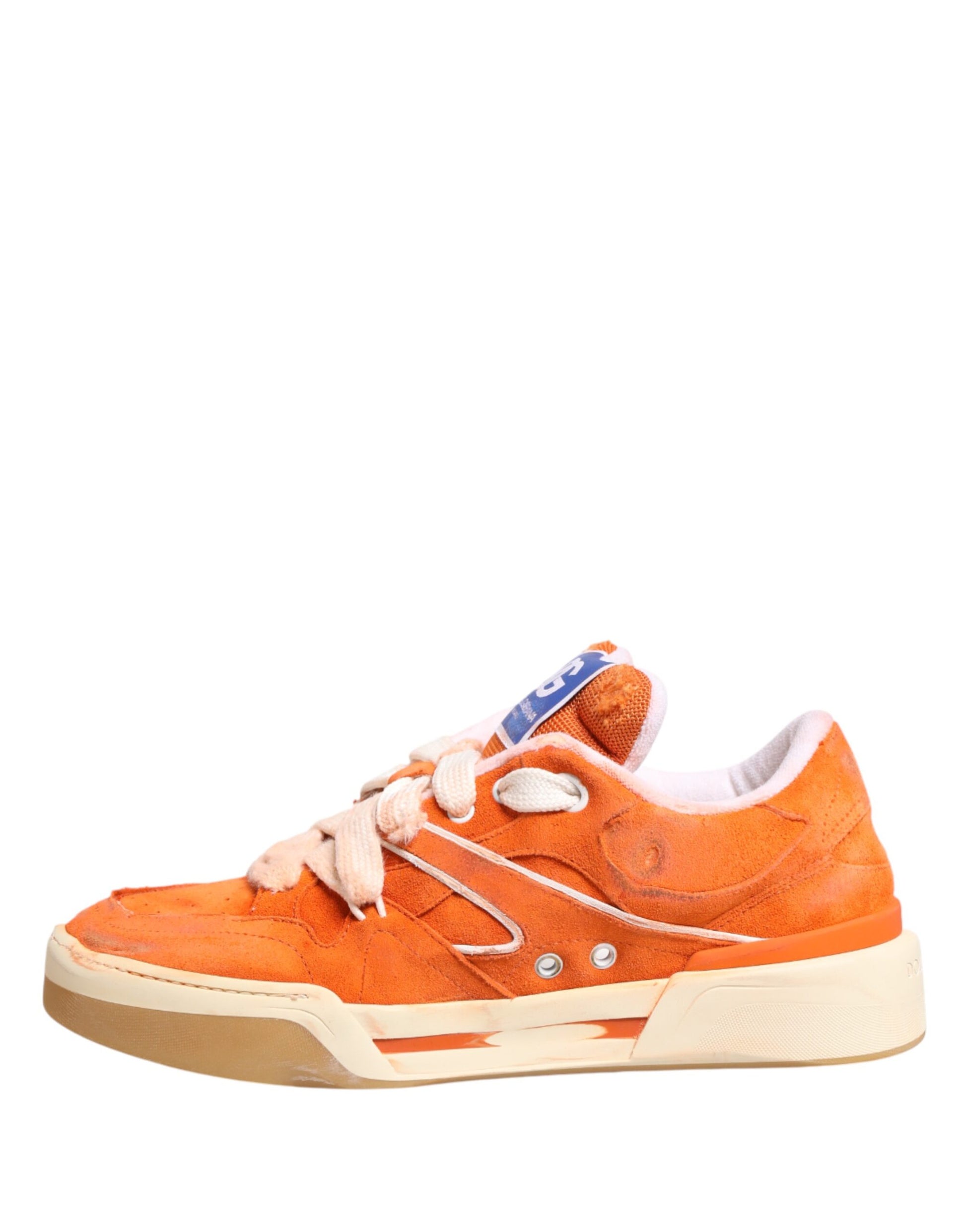 Dolce & Gabbana Orange Suede New Roma Low Top Sneakers Shoes