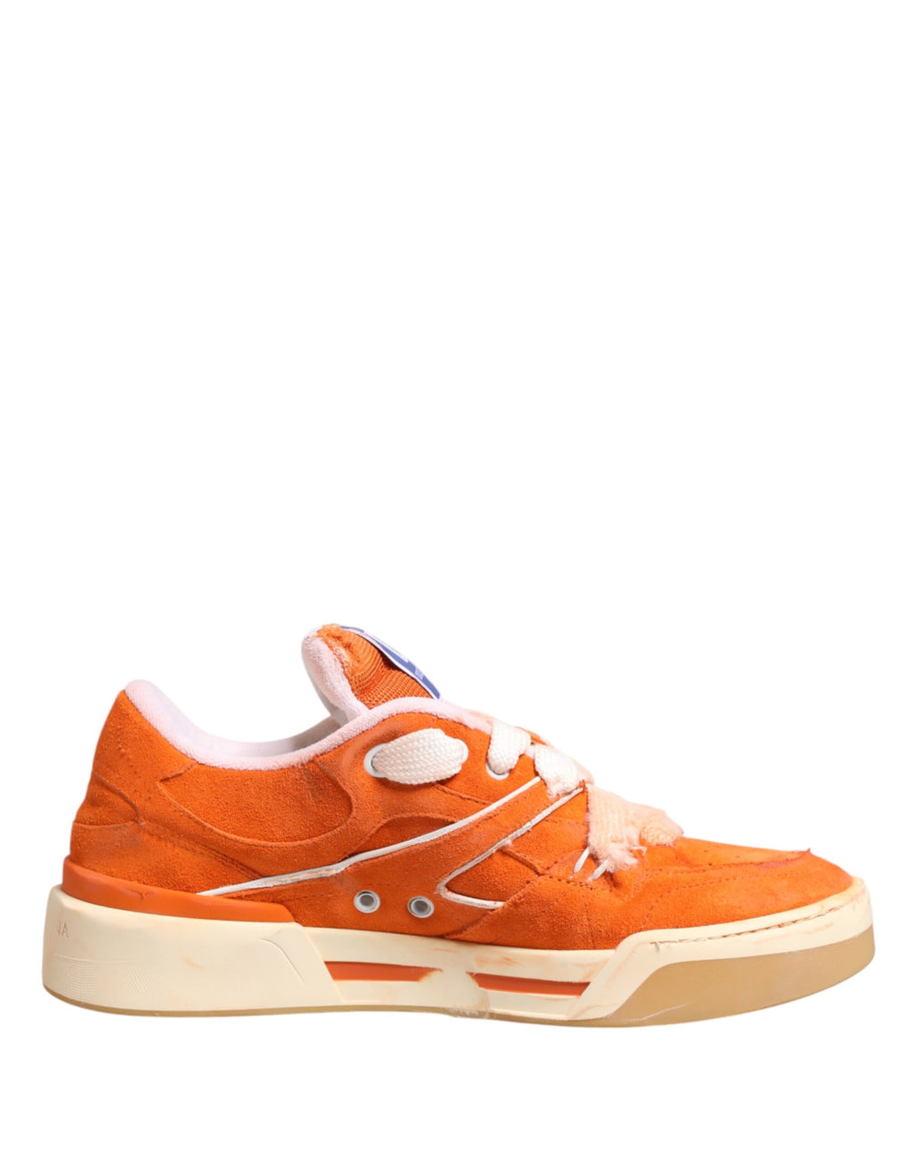 Dolce & Gabbana Orange Suede New Roma Low Top Sneakers Shoes