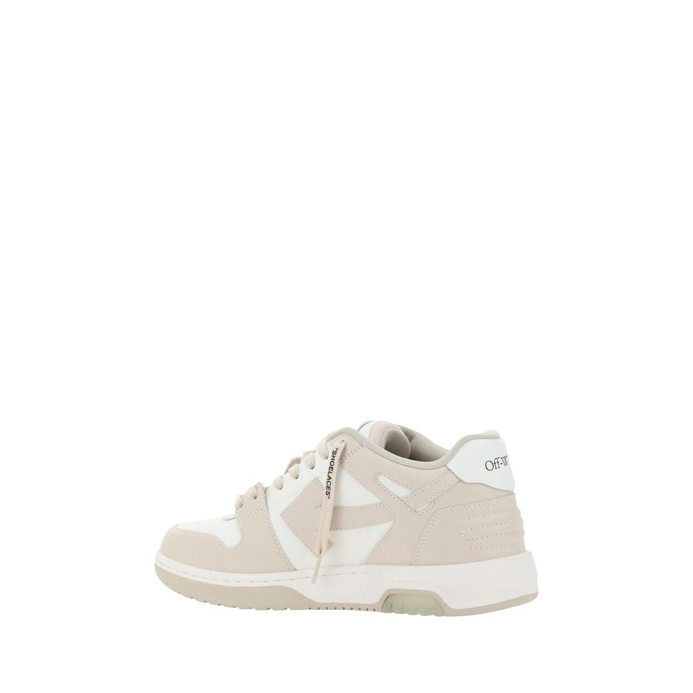 Off-White Beige Polyester Low Top Sneakers - Allority