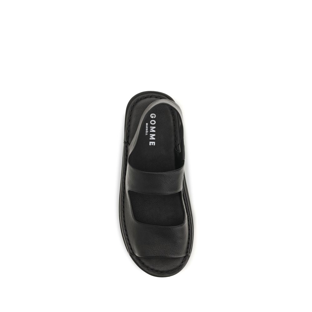 Marsell Black Calf Leather Bos Taurus Flat Sandals - Allority