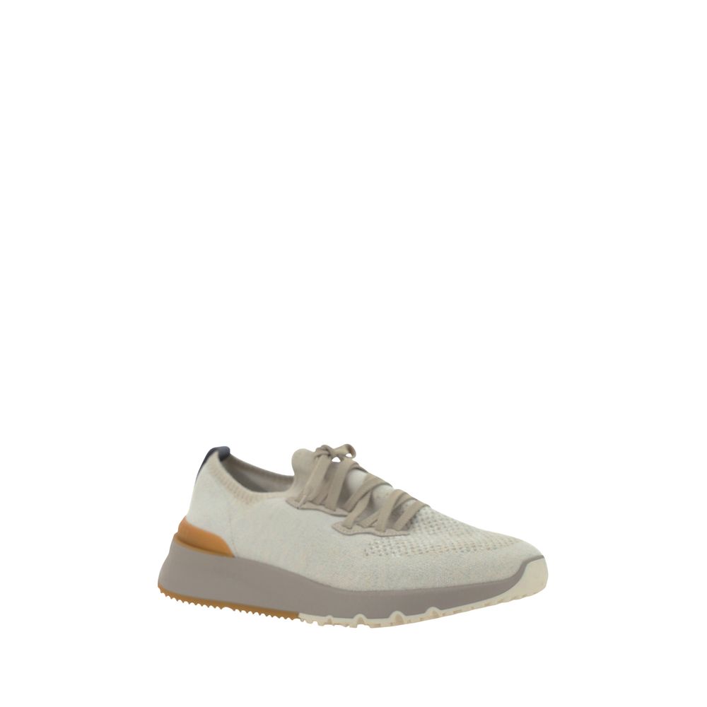Brunello Cucinelli White Cotton Athletic Sneakers - Allority
