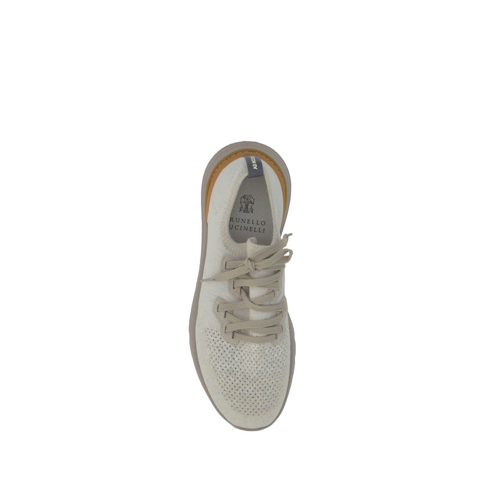 Brunello Cucinelli White Cotton Athletic Sneakers - Allority