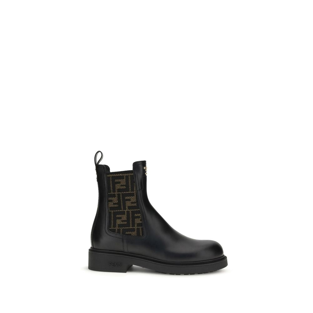 Fendi Black Calf Leather Bos Taurus Ankle Boots - Allority