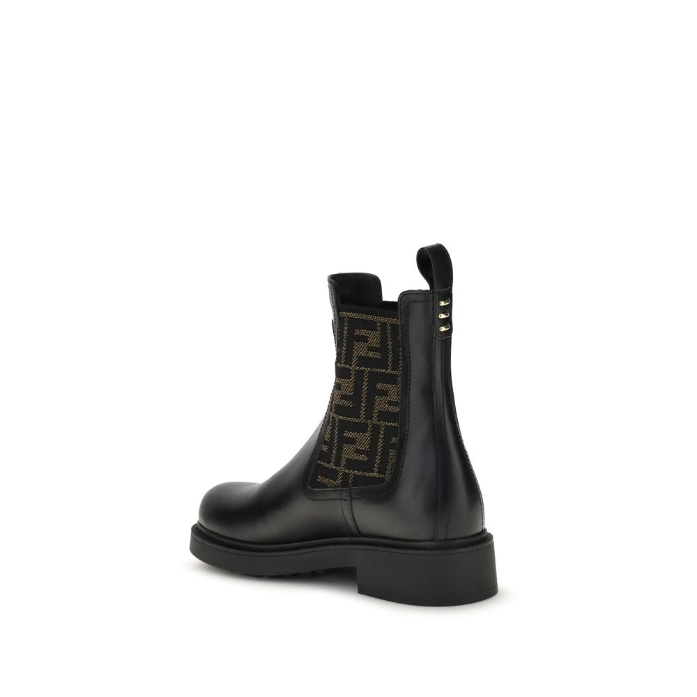 Fendi Black Calf Leather Bos Taurus Ankle Boots - Allority
