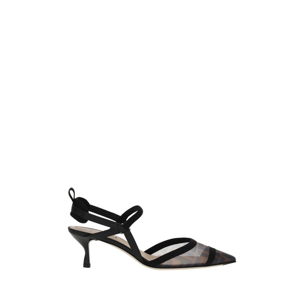 Fendi Black Nylon Platform Pumps