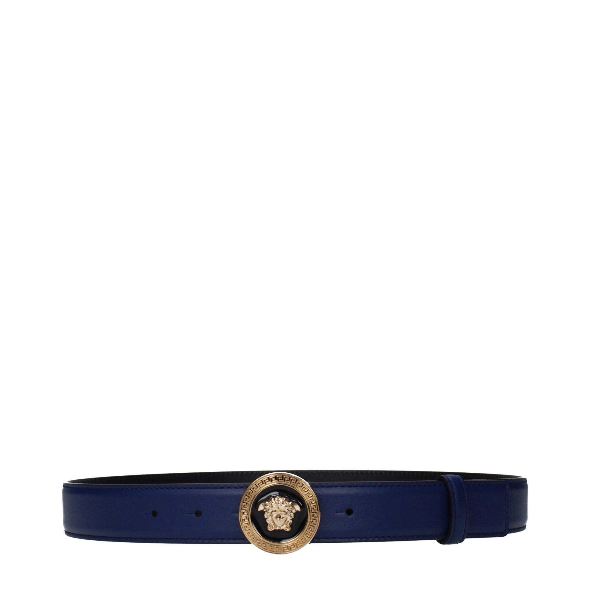 Versace Blue Leather Regular Belt - Allority