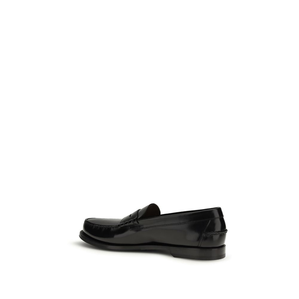 Prada Black Calf Leather Bos Taurus Slip-On Loafers - Allority