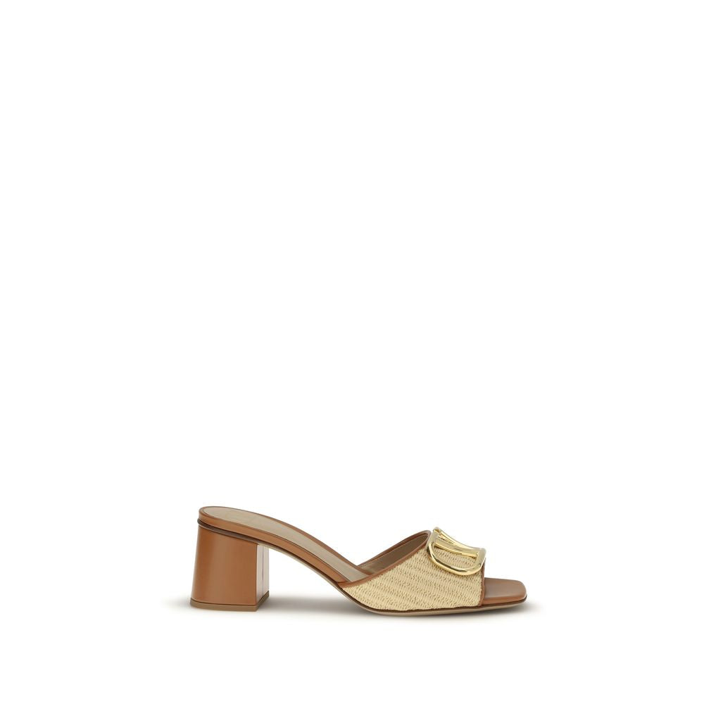 Valentino Garavani Beige Calf Leather Bos Taurus Platform Sandals - Allority