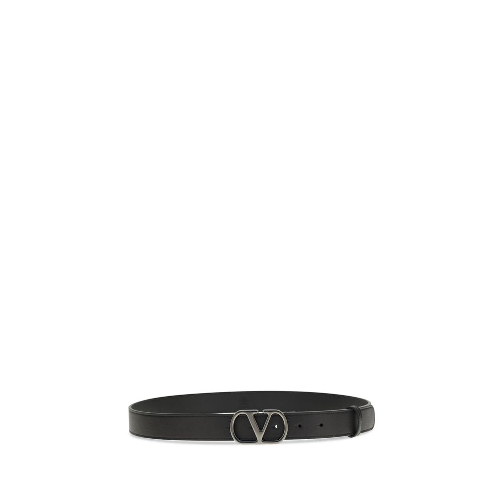 Valentino Garavani Black Calf Leather Bos Taurus Regular Belt - Allority