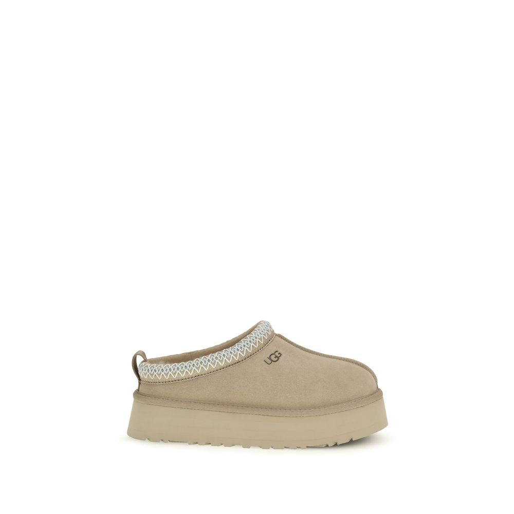UGG Beige Calf Leather Bos Taurus Mules - Allority