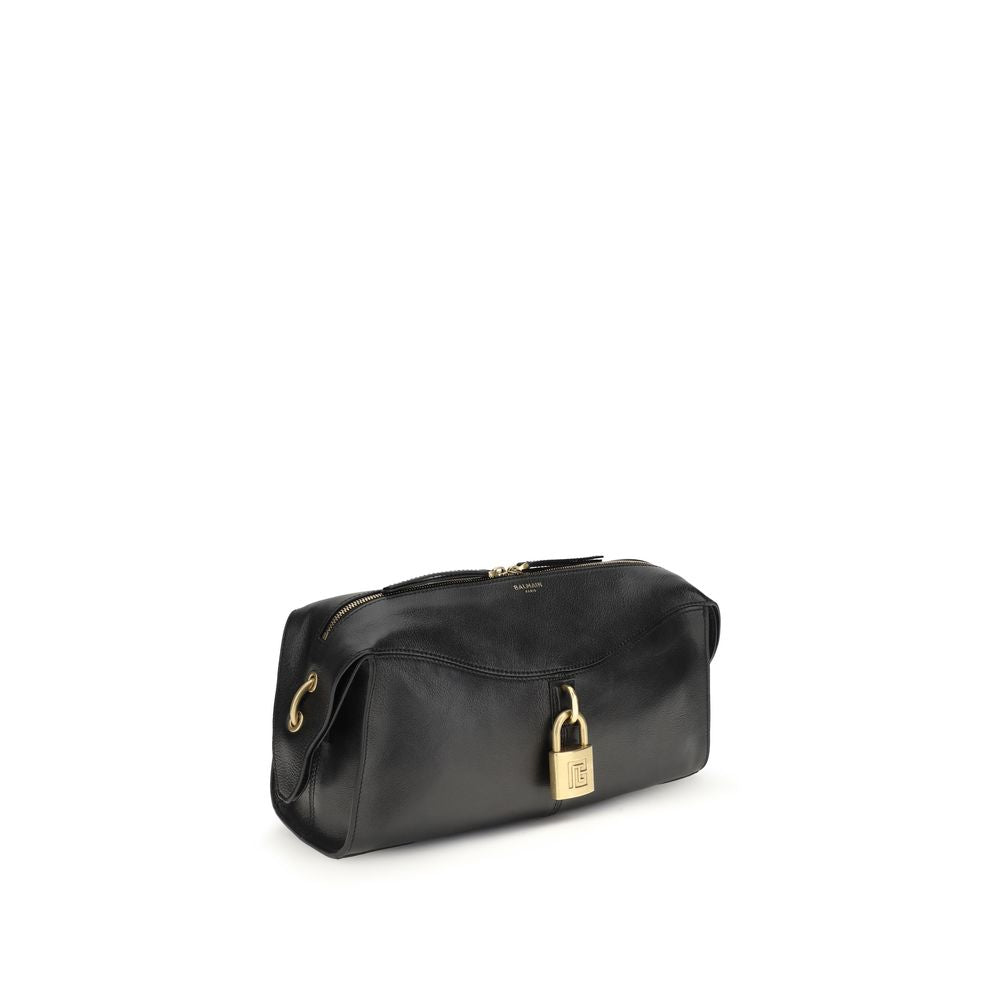 Balmain Black Calf Leather Bos Taurus Shoulder Bag