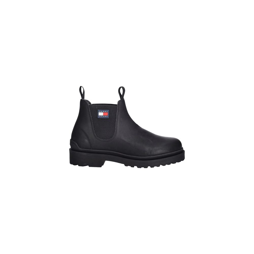 Tommy Hilfiger Jeans Black Leather Chelsea Boots - Allority