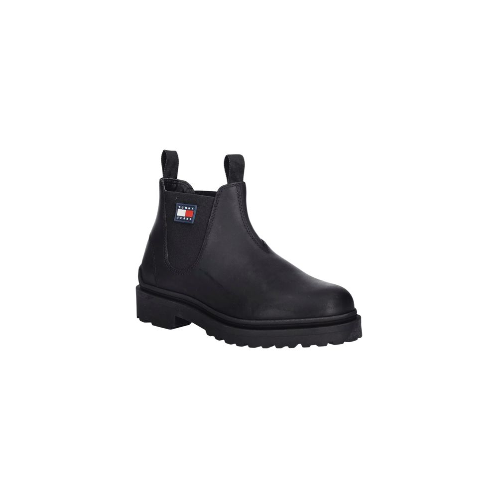 Tommy Hilfiger Jeans Black Leather Chelsea Boots - Allority