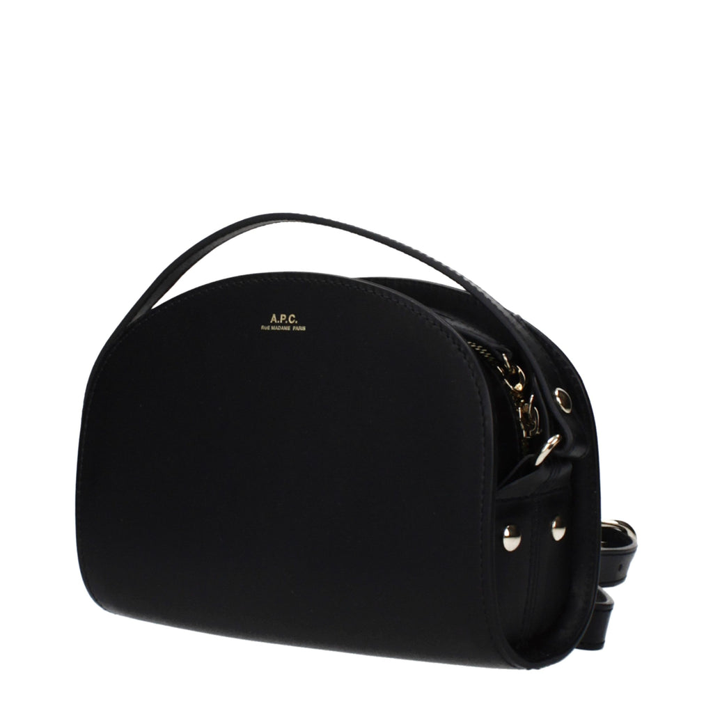A.P.C. Black Leather Crossbody Bag - Allority