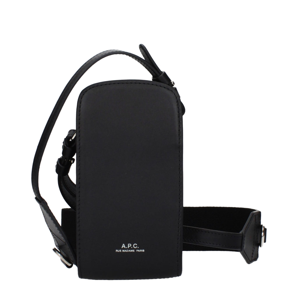 A.P.C. Black Leather Crossbody Bag - Allority