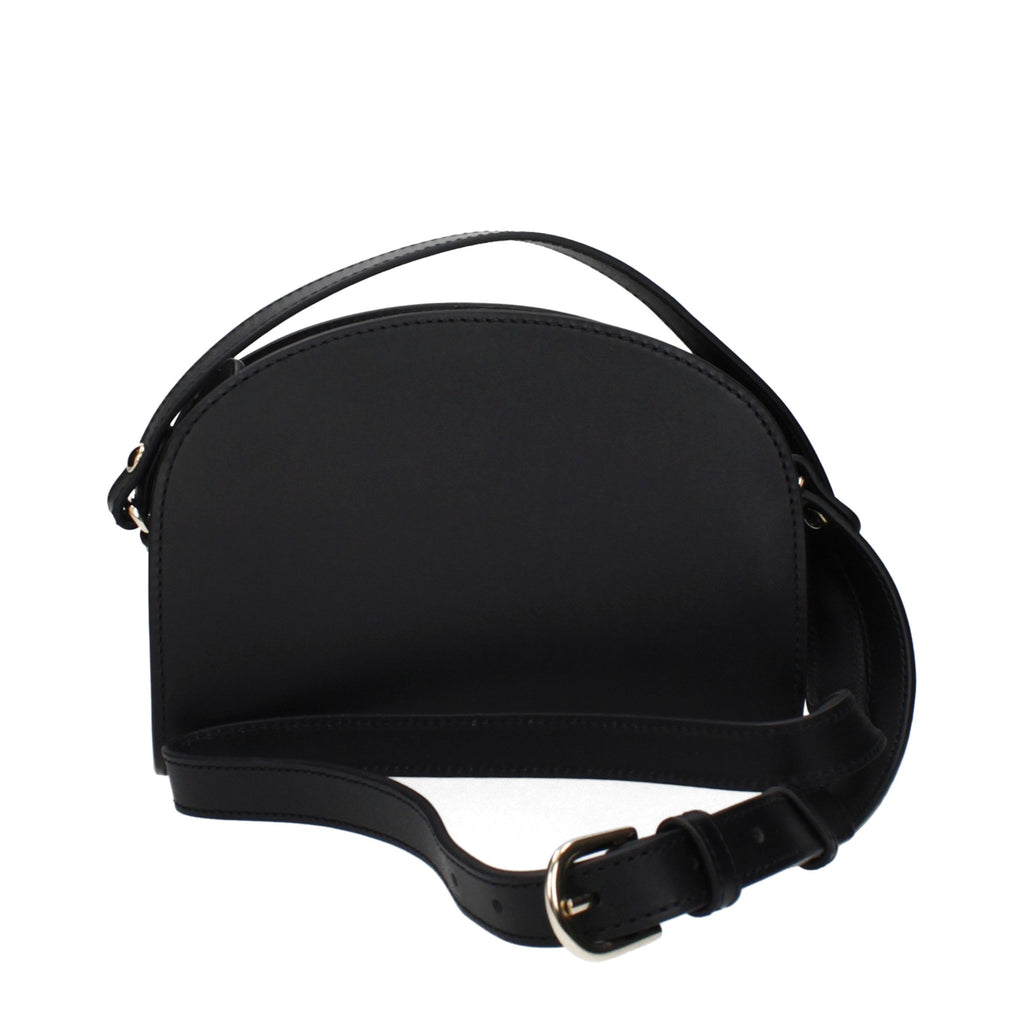 A.P.C. Black Leather Crossbody Bag - Allority