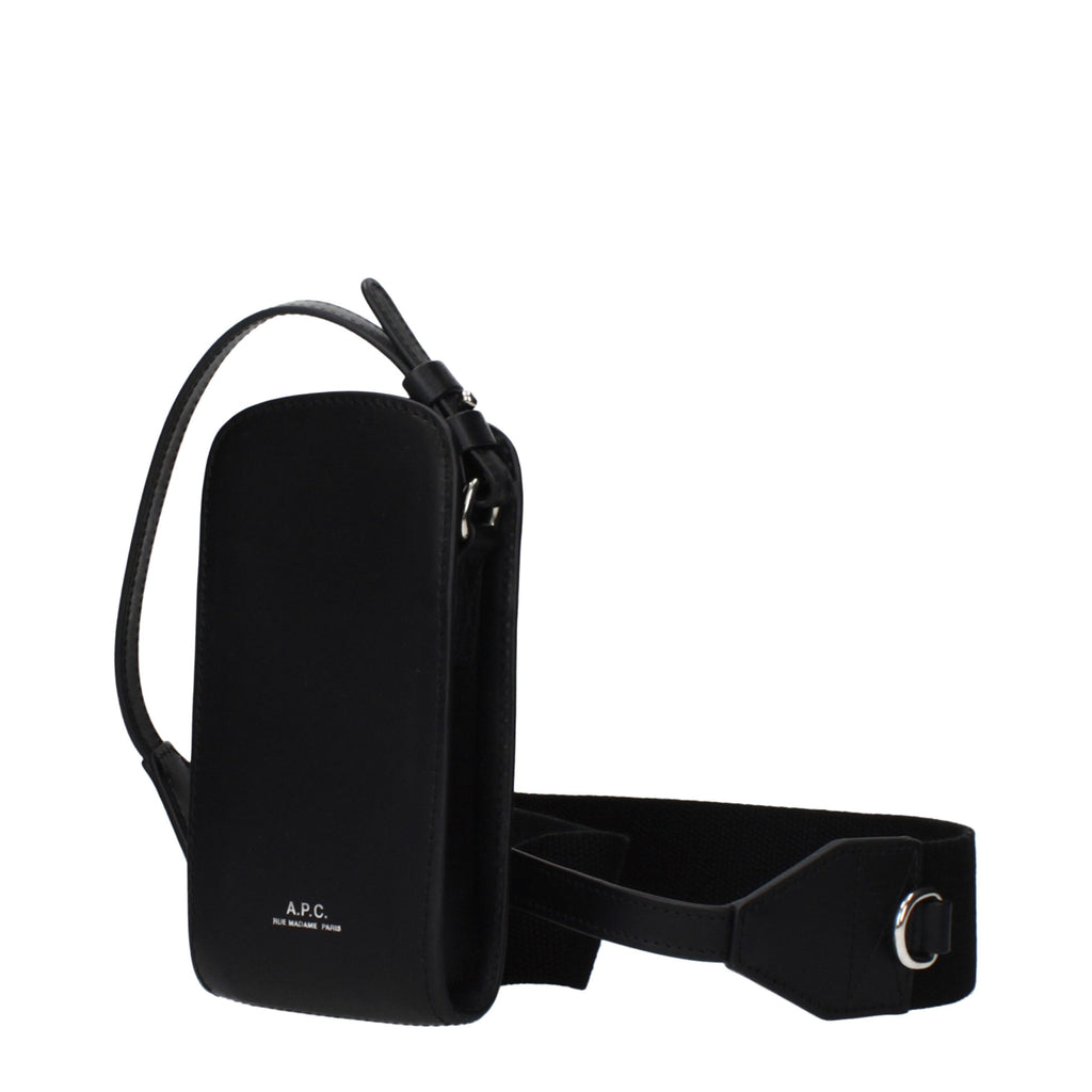 A.P.C. Black Leather Crossbody Bag - Allority