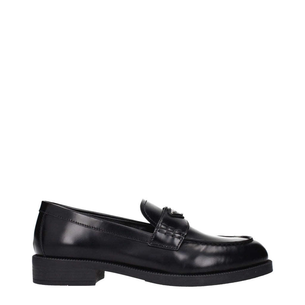 Prada Black Leather Slip-On Loafers