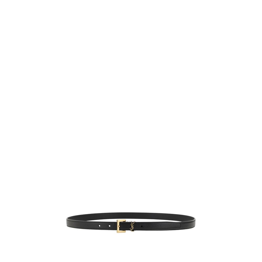 Saint Laurent Black Calf Leather Bos Taurus Regular Belt - Allority