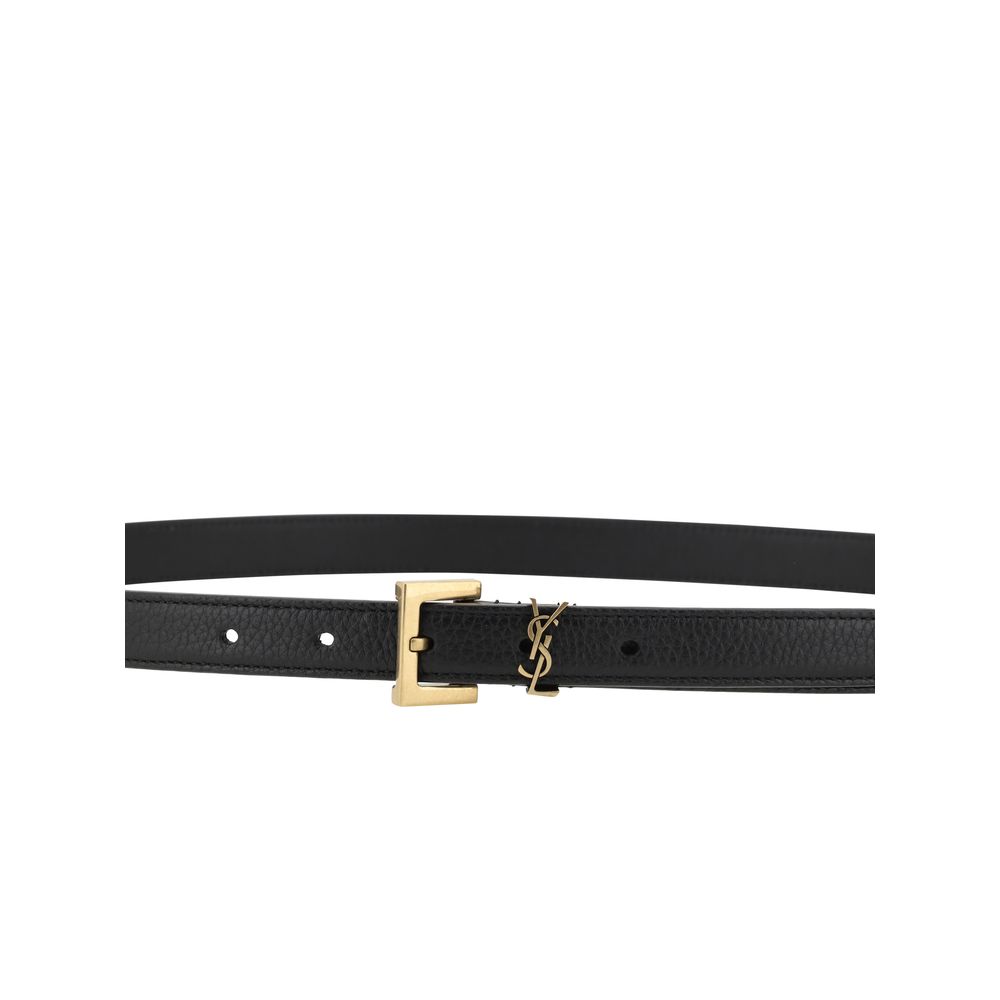 Saint Laurent Black Calf Leather Bos Taurus Regular Belt - Allority