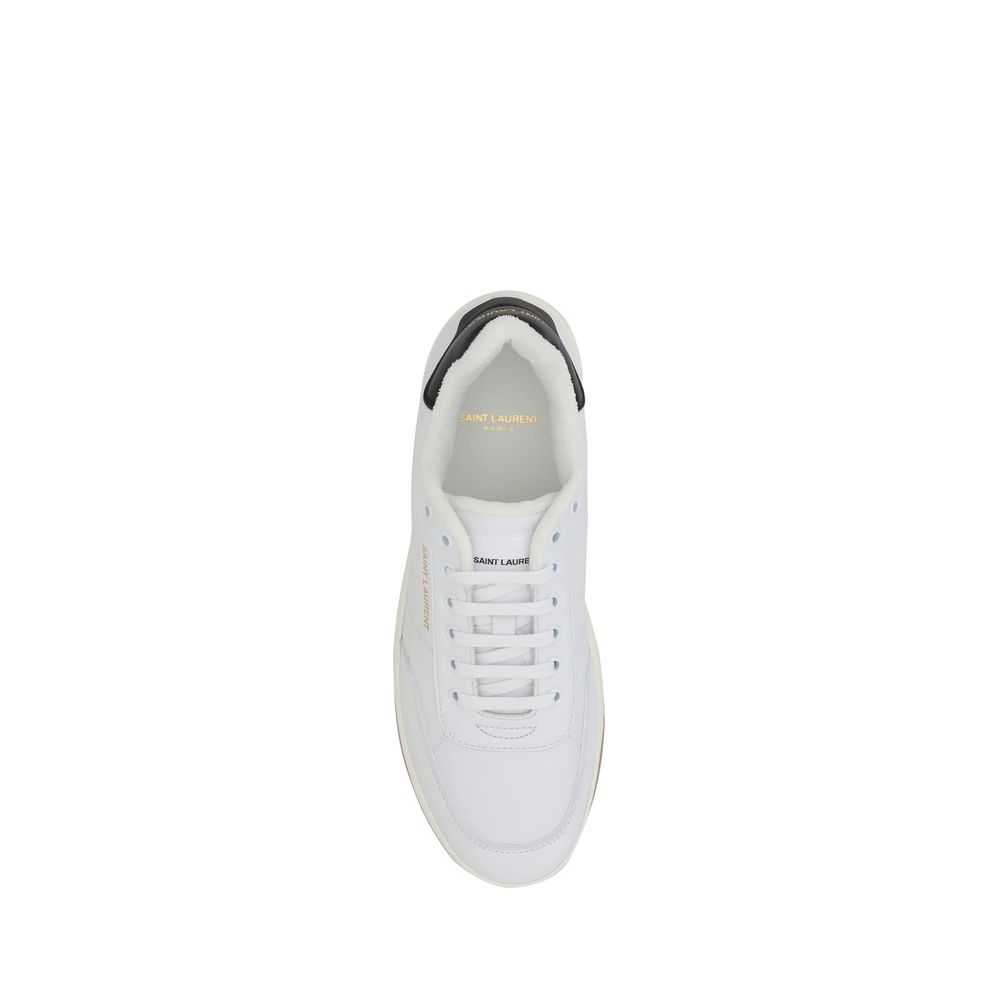 Saint Laurent White Calf Leather Bos Taurus Low Top Sneakers - Allority