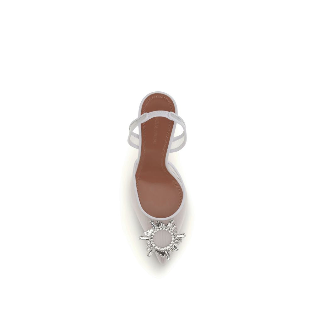 Amina Muaddi White Calf Leather Bos Taurus High Heel Pumps - Allority