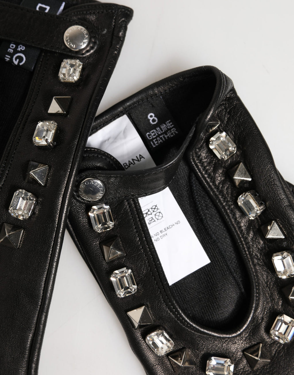 Dolce & Gabbana Women Black Embellished Wrist Length Mitten Gloves