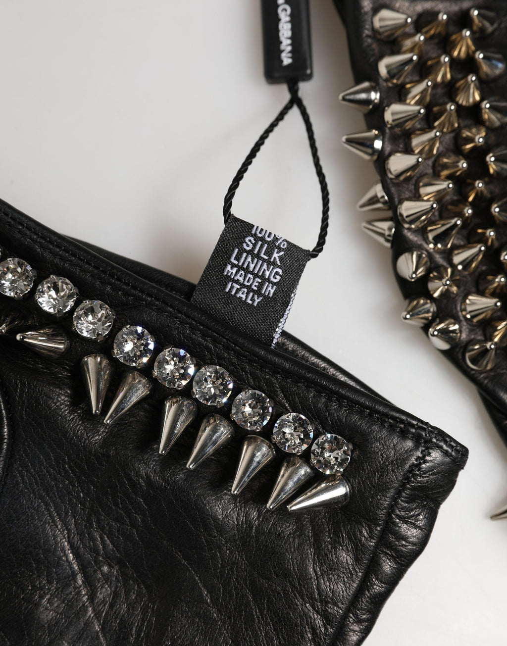 Dolce & Gabbana Women Black Embellished Wrist Length Mitten Gloves