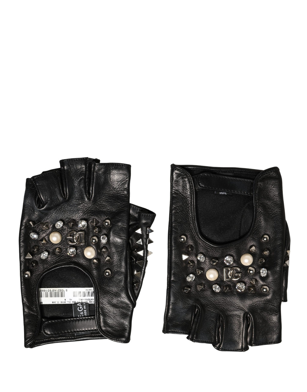 Dolce & Gabbana Black Embellished Wrist Length Mitten Women Gloves