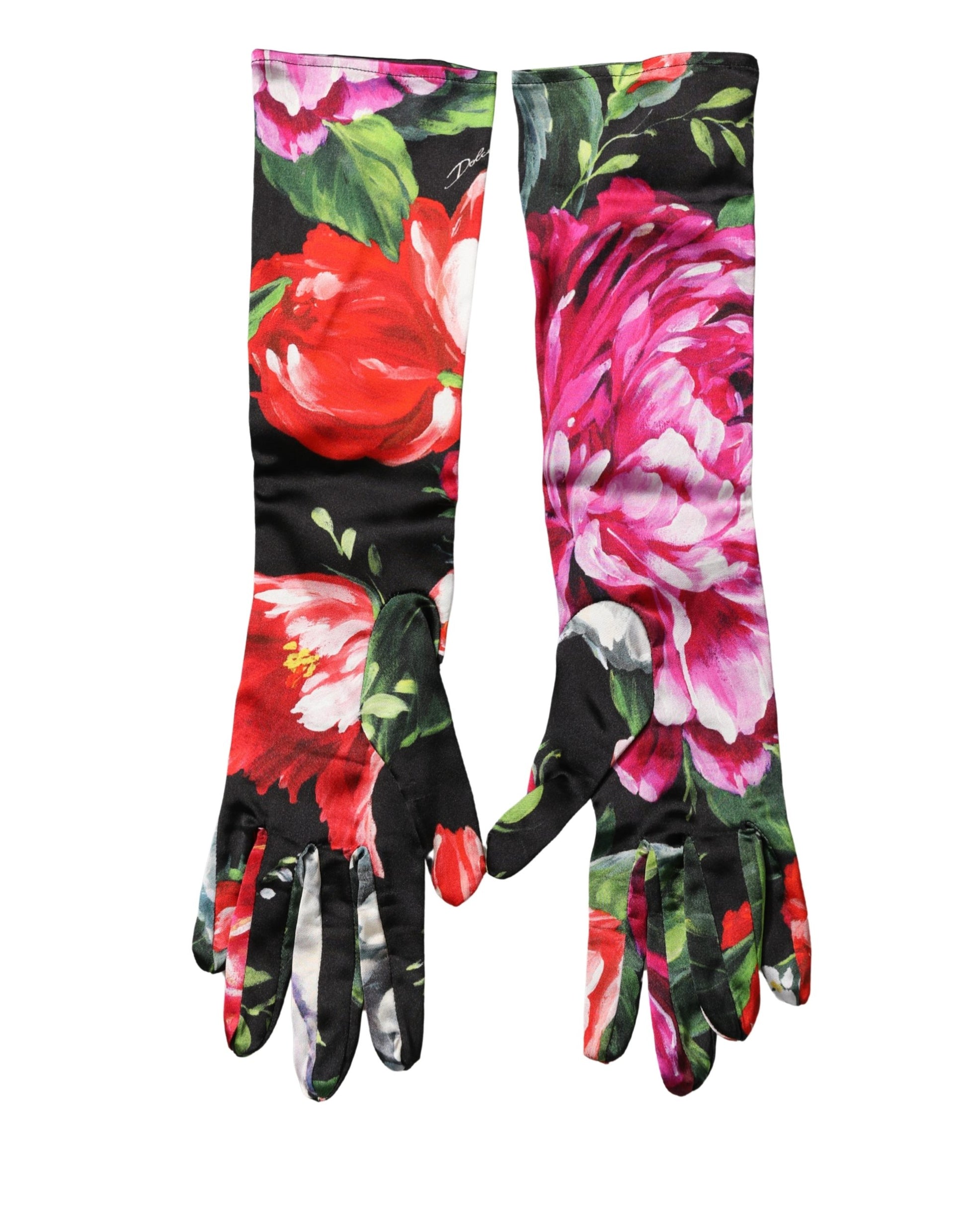 Dolce & Gabbana Multicolor Floral Print Elbow Length Women Gloves