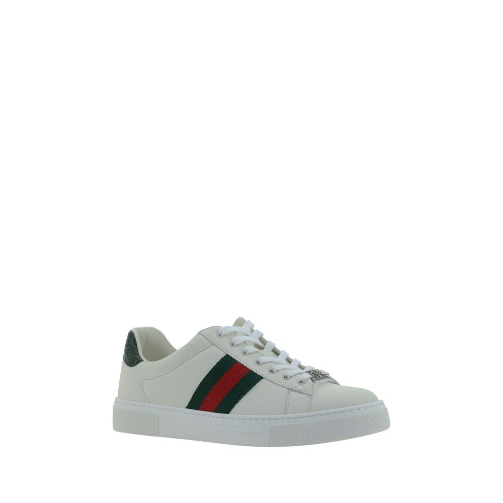 Gucci White Calf Leather Bos Taurus Low Top Sneakers - Allority