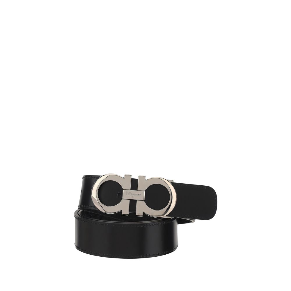 Ferragamo Black Calf Leather Bos Taurus Regular Belt