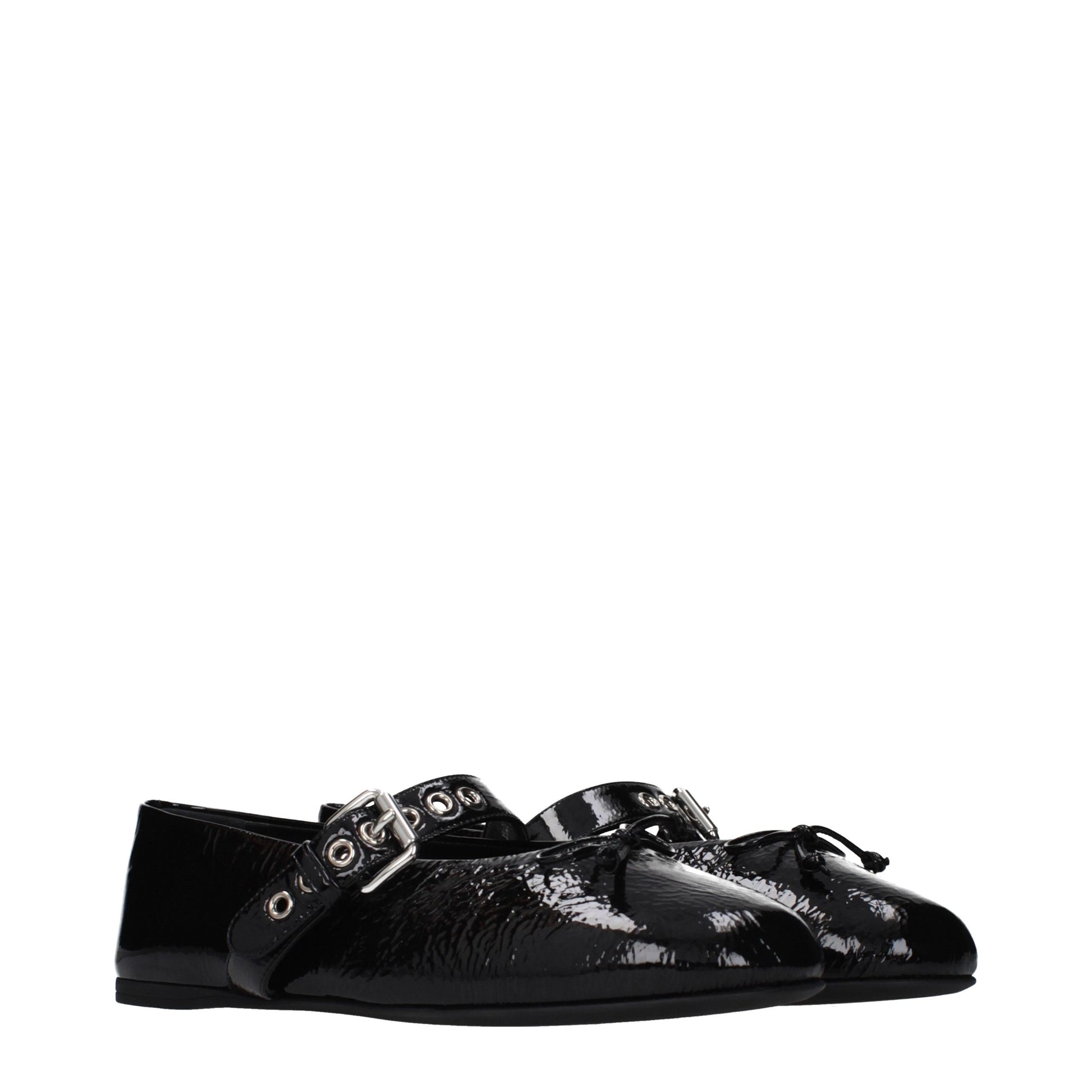 Miu Miu Black Leather Ballet Flats