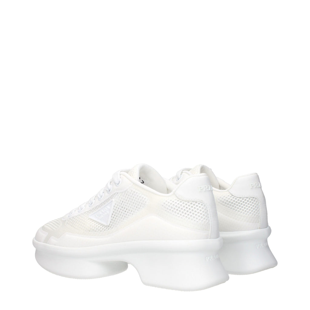 Prada White Fabric Athletic Sneakers
