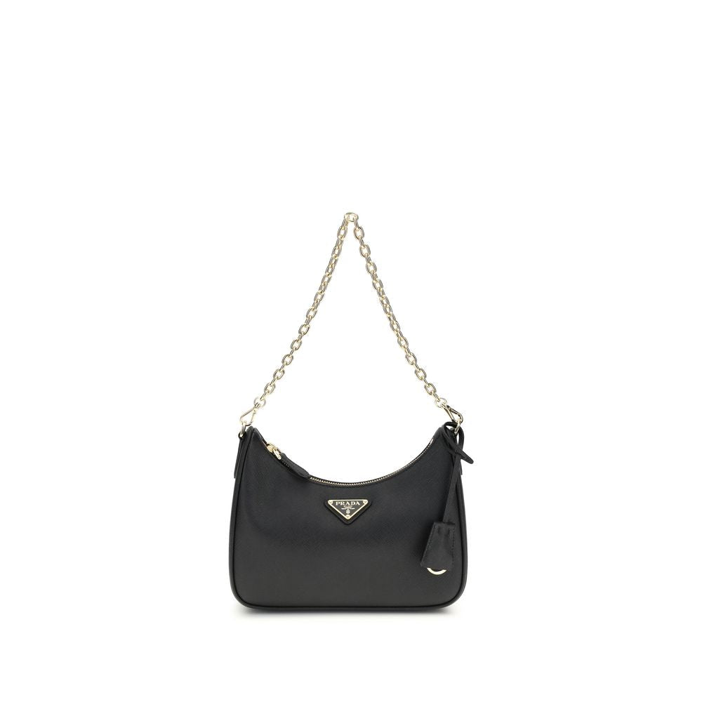 Prada Black Calf Leather Bos Taurus Shoulder Bag