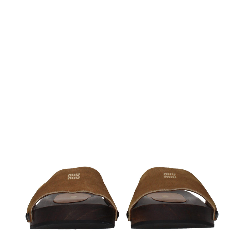 Miu Miu Brown Leather Slippers
