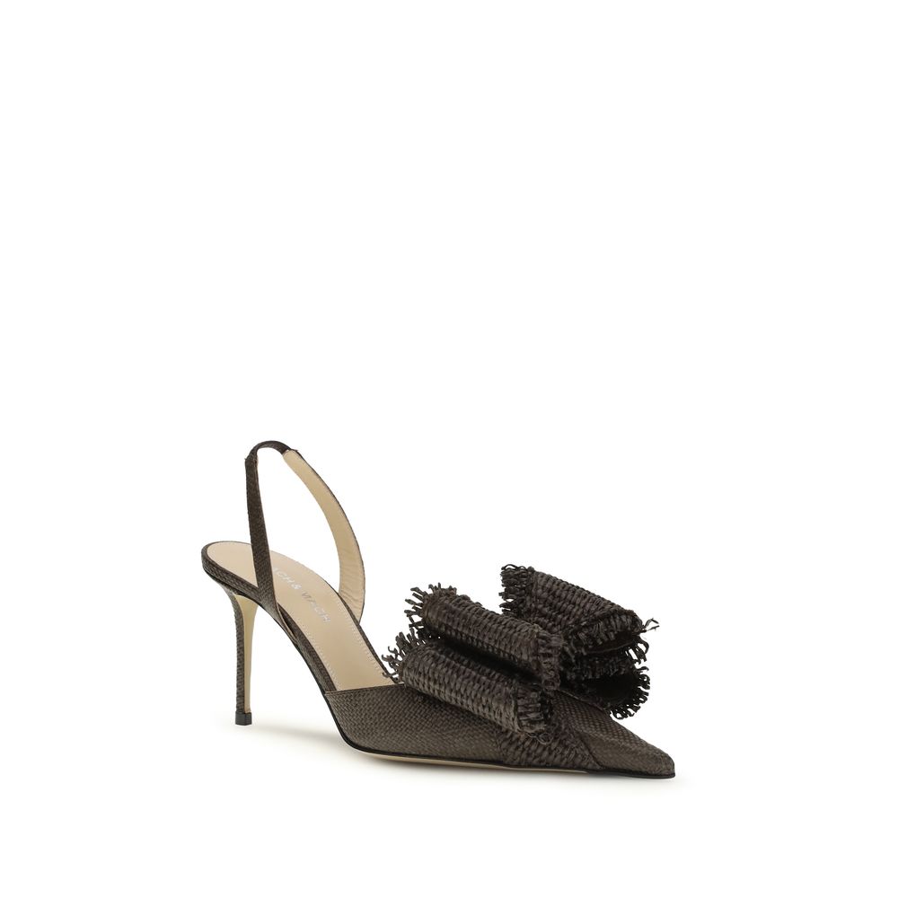 MACH & MACH Brown Raffia Platform Pumps