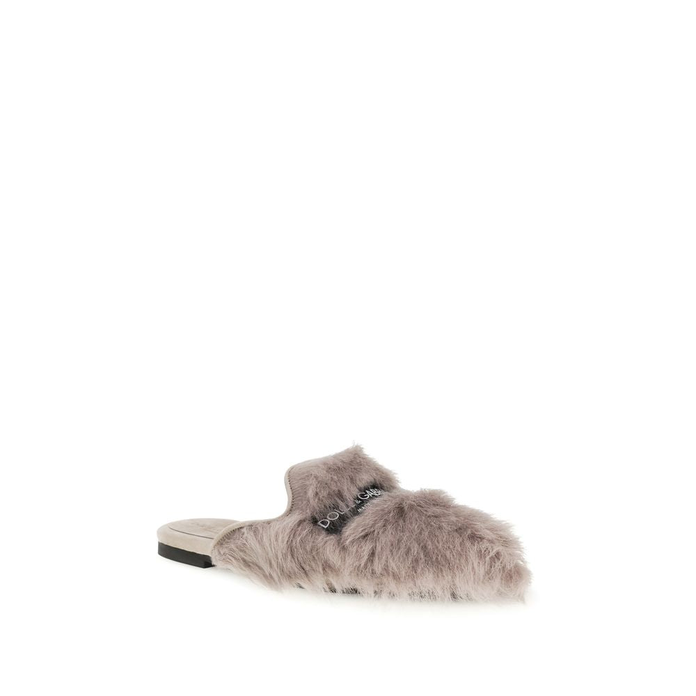 Dolce & Gabbana Gray Lamb Ovis Aries Aries Mules