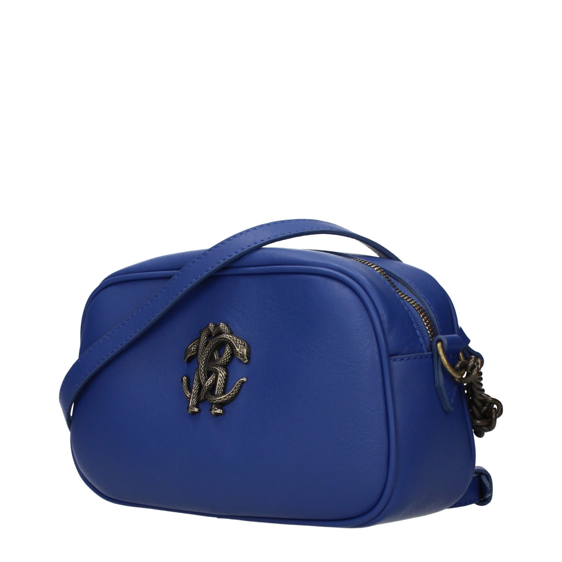 Roberto Cavalli Blue Leather Crossbody Bag