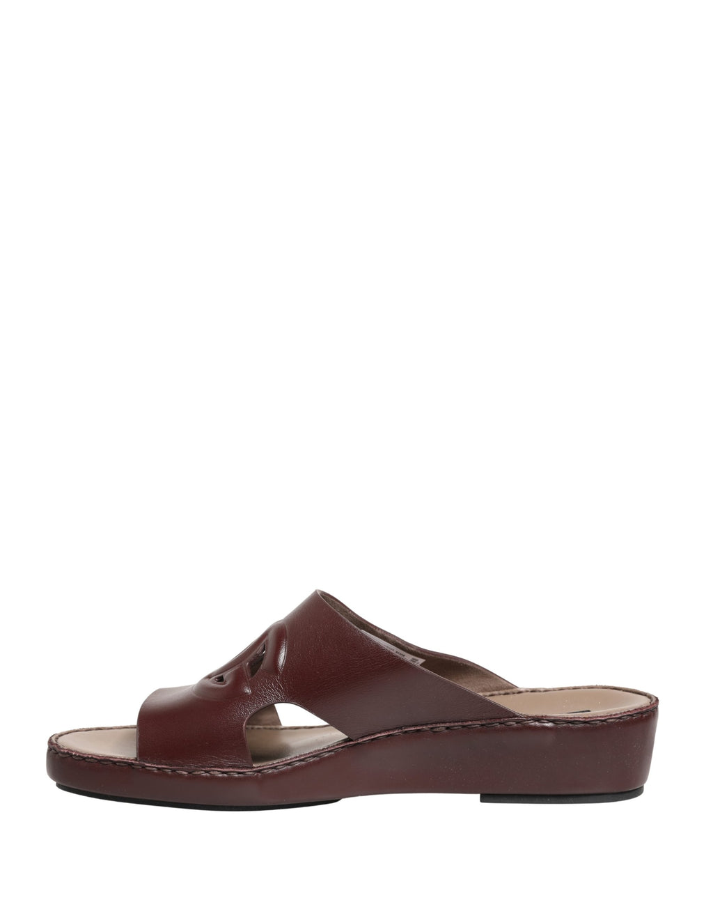 Dolce & Gabbana Maroon Leather Cutout DG Logo Sandals Shoes