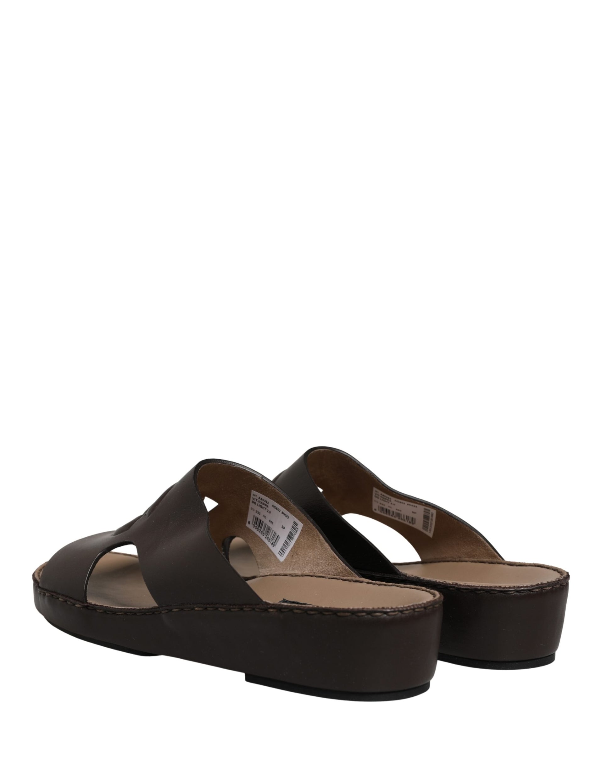 Dolce & Gabbana Brown Leather Cutout DG Logo Sandals Shoes